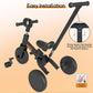 Bautia Tricycle for Toddlers 1-3 with Push Handle, 5 in 1 Baby Balance Bike for 1-4 Years Old Kids Toy, Boys Girls Bicycle Gift