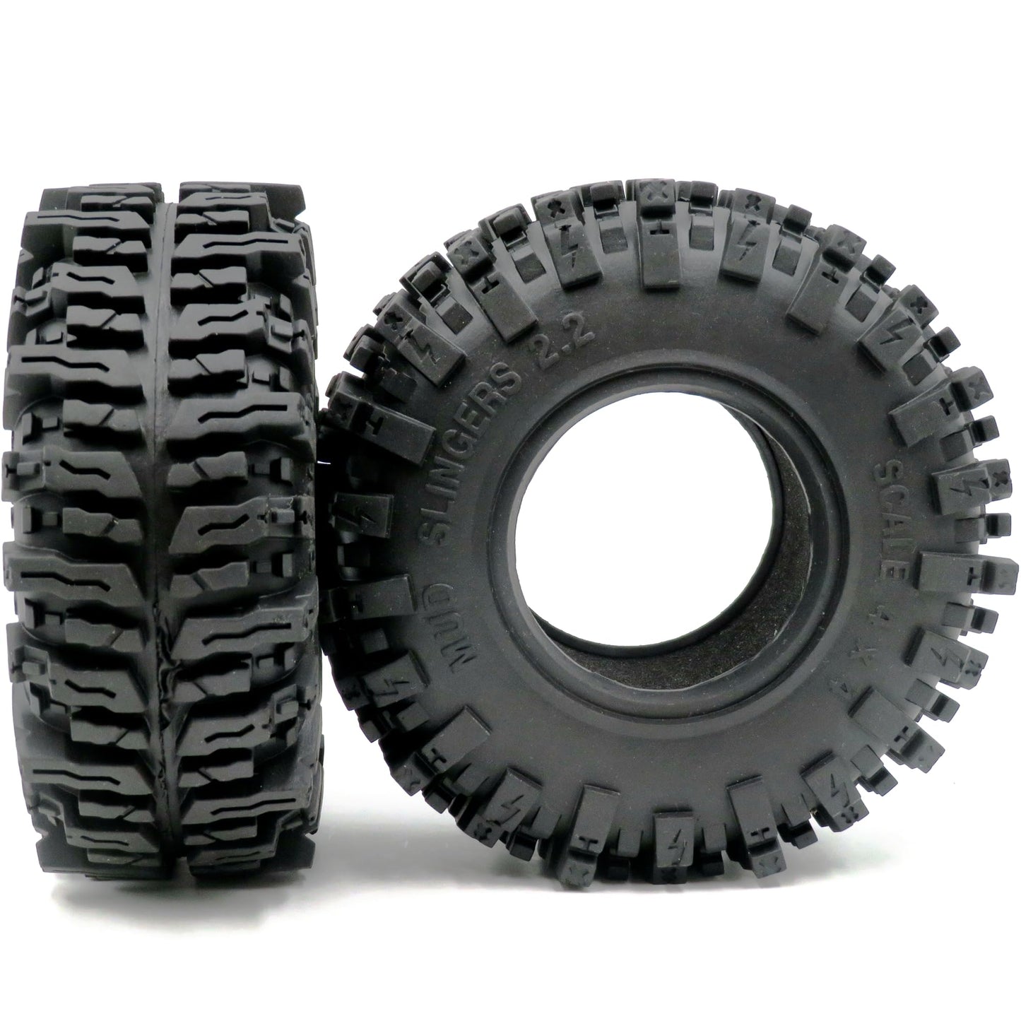 HOBBYSOUL 2pcs RC 2.2 Mud Slingers Tires Soft Sticky Crawler Tyres Tall 124mm / 4.88inch for Axial Wraith Axial Yeti 1/10 / Trax