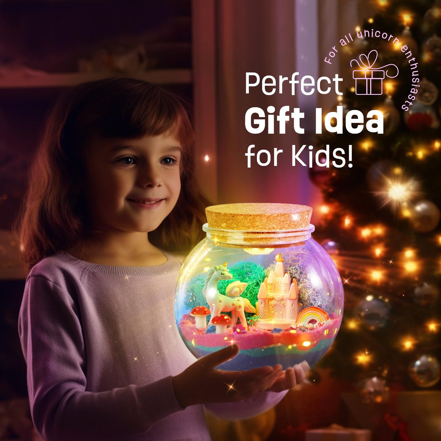 LAOESE Unicorn Gifts for Girls - Unicorns Terrarium Kit for Kids - Birthday Gift for Girl Ages 4 5 6 7 8-12 Year Old - DIY Unico