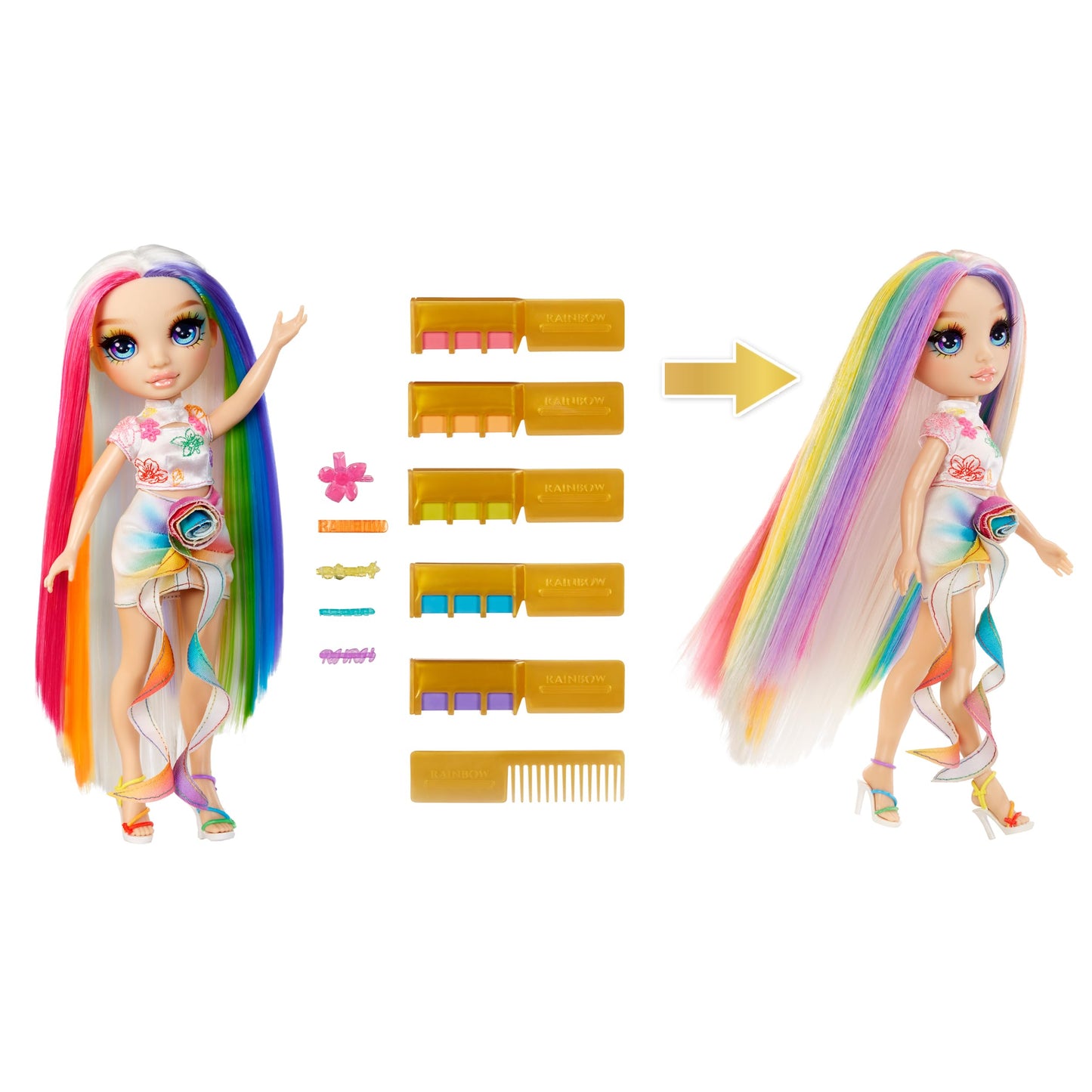 Rainbow High Hair Chalk & Style Amaya - Rainbow 11    Doll. Washable Rainbow Hair Chalk, Color, Style, Play, Rinse & Repeat. Gre