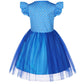 Wonderbabe Chloe Descendants Costume Girls Rise Red Costume Blue Dress Birthday Party Outfits Princess Dress Up Tulle Mesh Dress