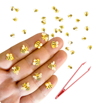 100 Piecesmini Bees Dollhouse Tiny For Crafts Dollhouse Fairy Garden Micro Landscaping Decoration Mini Halloween Figurines (Bees