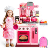DRAMATION Kids Kitchen Playset, 27.1 Inches Play Kitchen with Sound and Light, Kitchen Set for Toddlers 1-3 3-5, Cooking Stove,