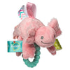 Taggies Soft Baby Rattle - 6-Inch Silicone Teether Ring with Sensory Tags, Lizzy Pink Axolotl, Model 41622M