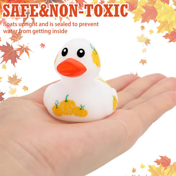 Libima 24 Pcs 2 Inch Fall Mini Rubber Ducks Thanksgiving Rubber Duckies With Pumpkin Leaf Turkey Printed Fall Theme Rubber Ducks