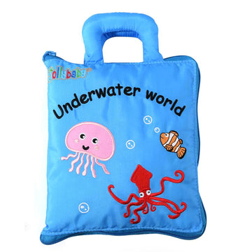 Jollybaby Quiet Book For Toddlers - Montessori Basic Skills Activity Toys - Preschool Learning Soft Travel Toy & Sensory Educational Busy Book For 1-3 Year Old Boys & Girls + Zipper Bag(Wathet)