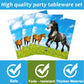 Gisgfim 96 Pcs Horse Party Plates And Napkins Party Supplies Kentucky Horse Party Tableware Set Wild Horse Derby Day Theme Party
