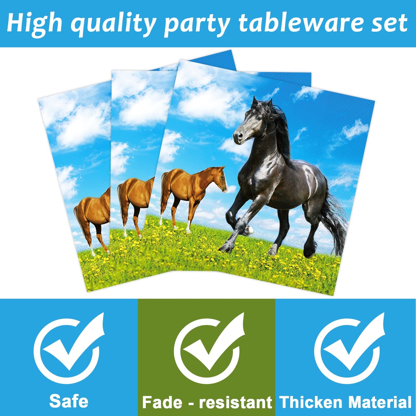 Gisgfim 96 Pcs Horse Party Plates And Napkins Party Supplies Kentucky Horse Party Tableware Set Wild Horse Derby Day Theme Party