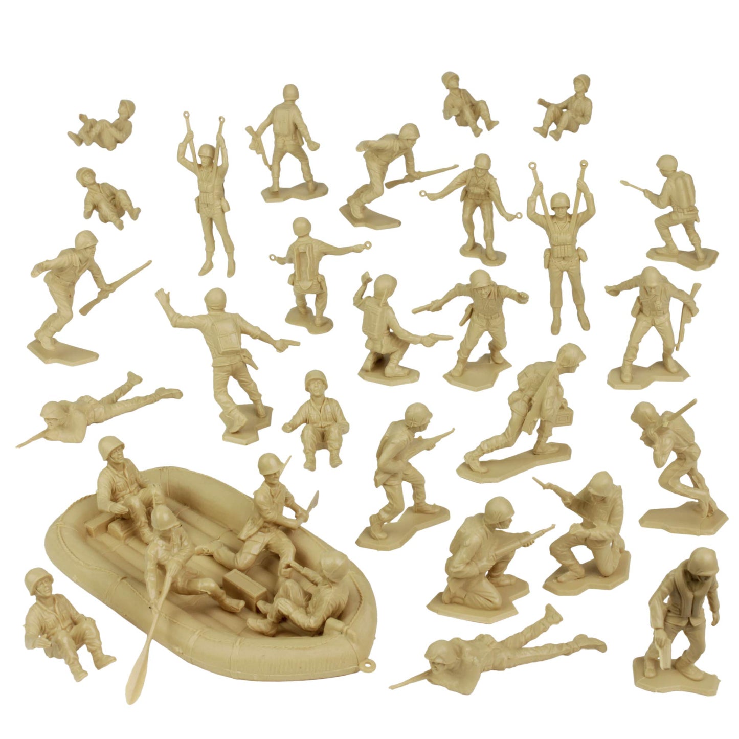 Bmc Marx Plastic Army Men Us Soldiers - Tan 31Pc Ww2 Figures - Made In Usa