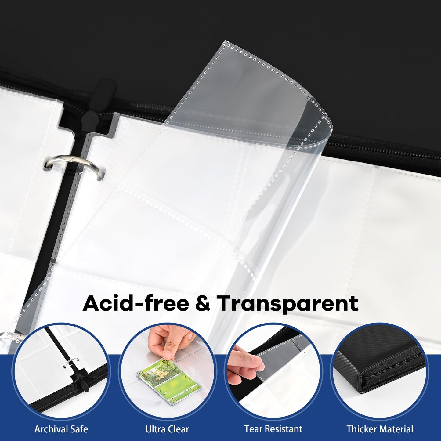 MAYGIBYE Card Binder 9 Pocket enhanced Zip Trading Card Binder 900 Double Sided Pocket PU Collection Binder Collector Album Card Folder for MTG  TCG  Sports Cards (Twill  9 Pocket)