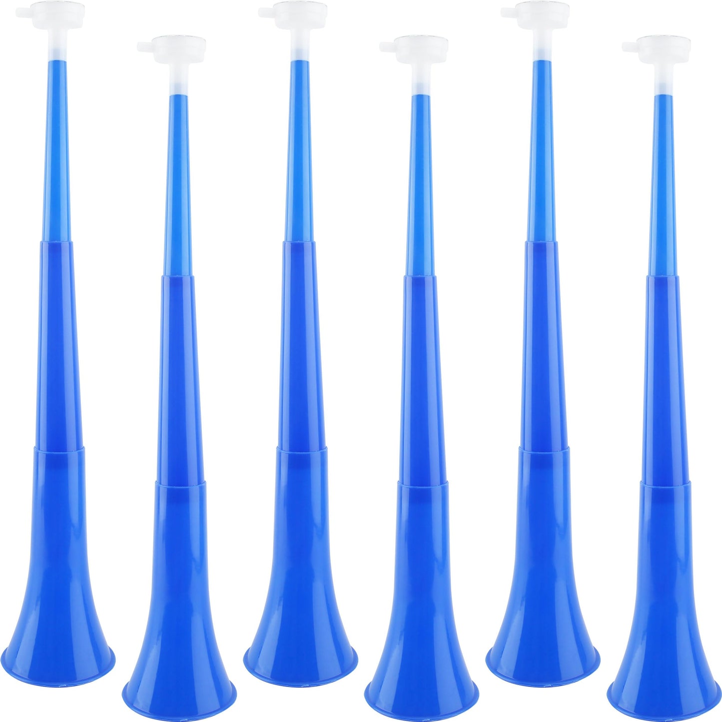 Cagemoga 6 Pieces Collapsible Stadium Horn 24 Inch Plastic Trumpet Horn Stadium Horn Noise Maker For Sporting Events Sports Themed Party Supplies (Blue)