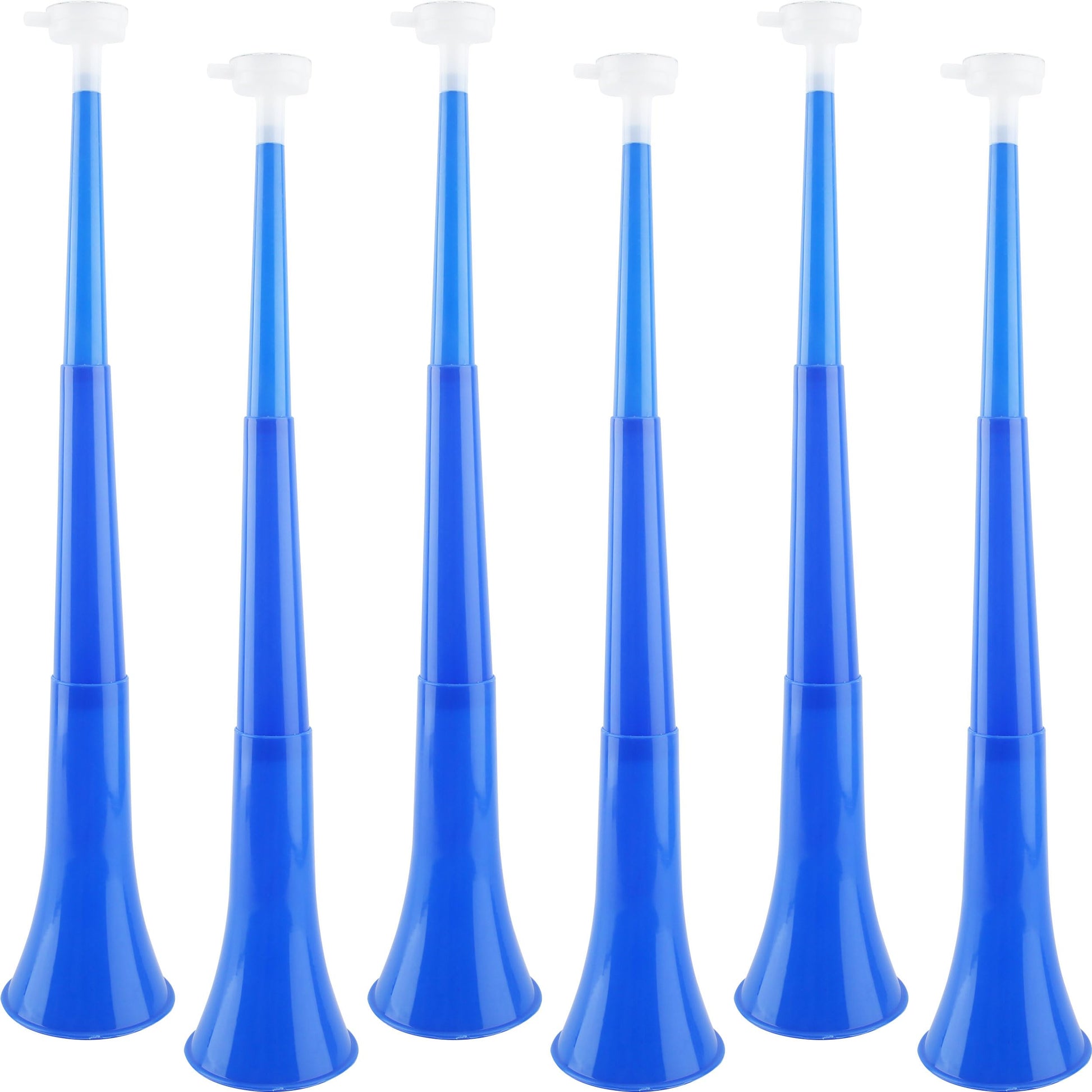 Cagemoga 6 Pieces Collapsible Stadium Horn 24 Inch Plastic Trumpet Horn Stadium Horn Noise Maker For Sporting Events Sports Themed Party Supplies (Blue)