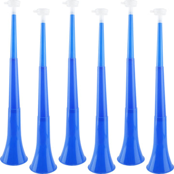 Cagemoga 6 Pieces Collapsible Stadium Horn 24 Inch Plastic Trumpet Horn Stadium Horn Noise Maker For Sporting Events Sports Themed Party Supplies (Blue)