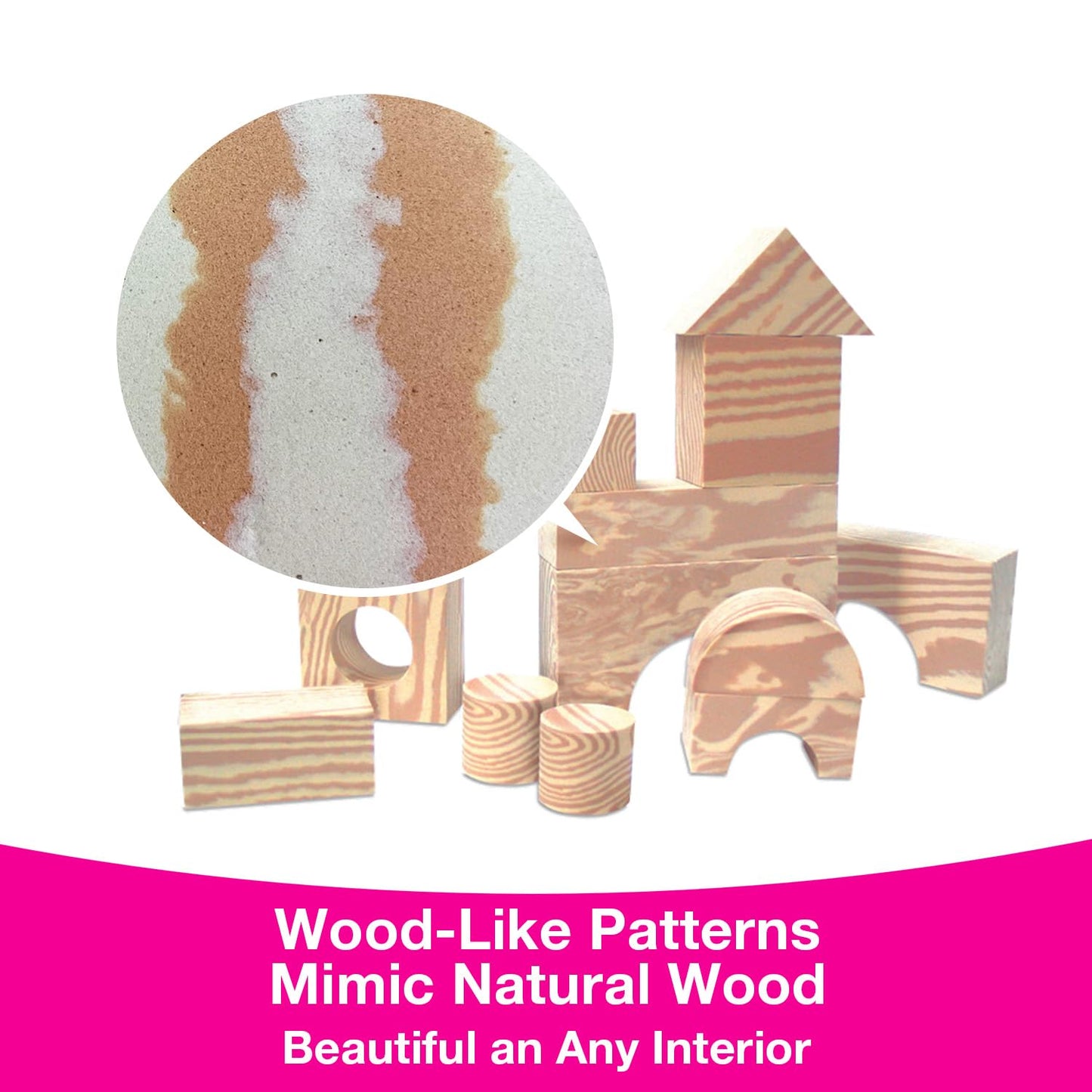 Edushape Wood-Like Soft Baby Blocks For Toddlers 1-3, 30 Pieces Regular Size - Edu-Blocks Soft Blocks Foam Blocks - Stacking Blo