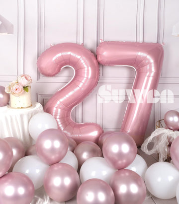 SUWEN 40 Inch Pink Foil Number Balloons 0-9 Jumbo Mylar Birthday Party Decorations for Women, 72nd Anniversary Supplies