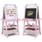 Honey Joy Art Easel For Kids, 3-In-1 Double-Sided Wooden Toddler Easel W/Magnetic White Board & Chalkboard, Paper Roll, 2 Storage Bins, Painting Dry Erase, Kids Easel For Boys Girls Aged 3+ (Pink)