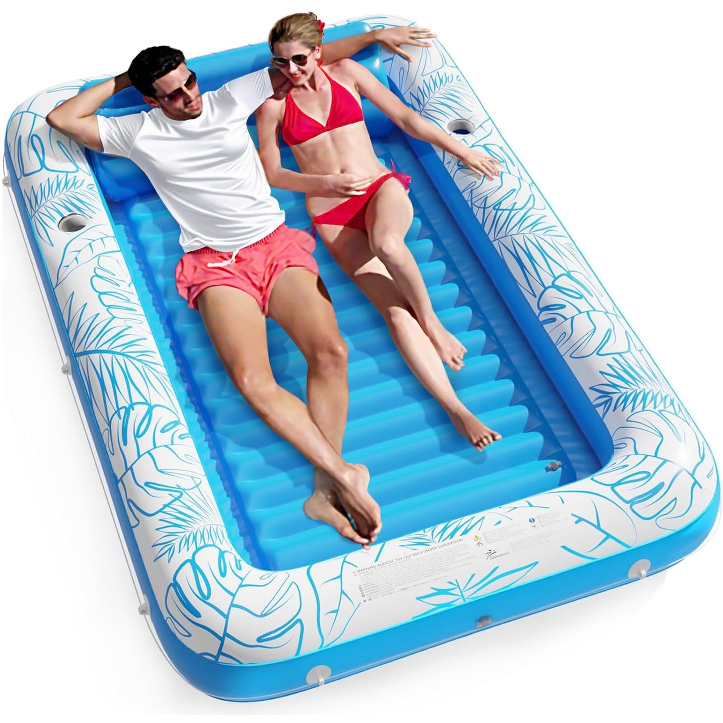 Inflatable Tanning Pool Lounger Float - Jasonwell 4 in 1 Sun Tan Tub Sunbathing Pool Lounge Raft Floatie Toys Water Filled Tanning Bed Mat Pad for mature-themed Blow Up Kiddie Pool Kids Ball Pit Pool (XXL)