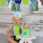 Baby 1St Birthday Party Decorations For Handmade Tassel Garland Highchair Banner With One Cake Topper Blue Crown Hat