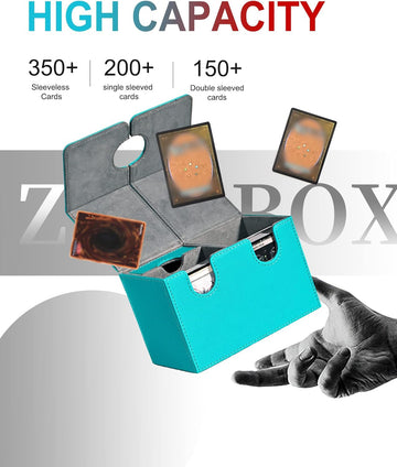 ZLCA Card Deck Box with Dice Tray for MTG Cards, 200+ Card Storage Box Fits for TCG CCG, PU Leather Strong Magnet Collectible Ca