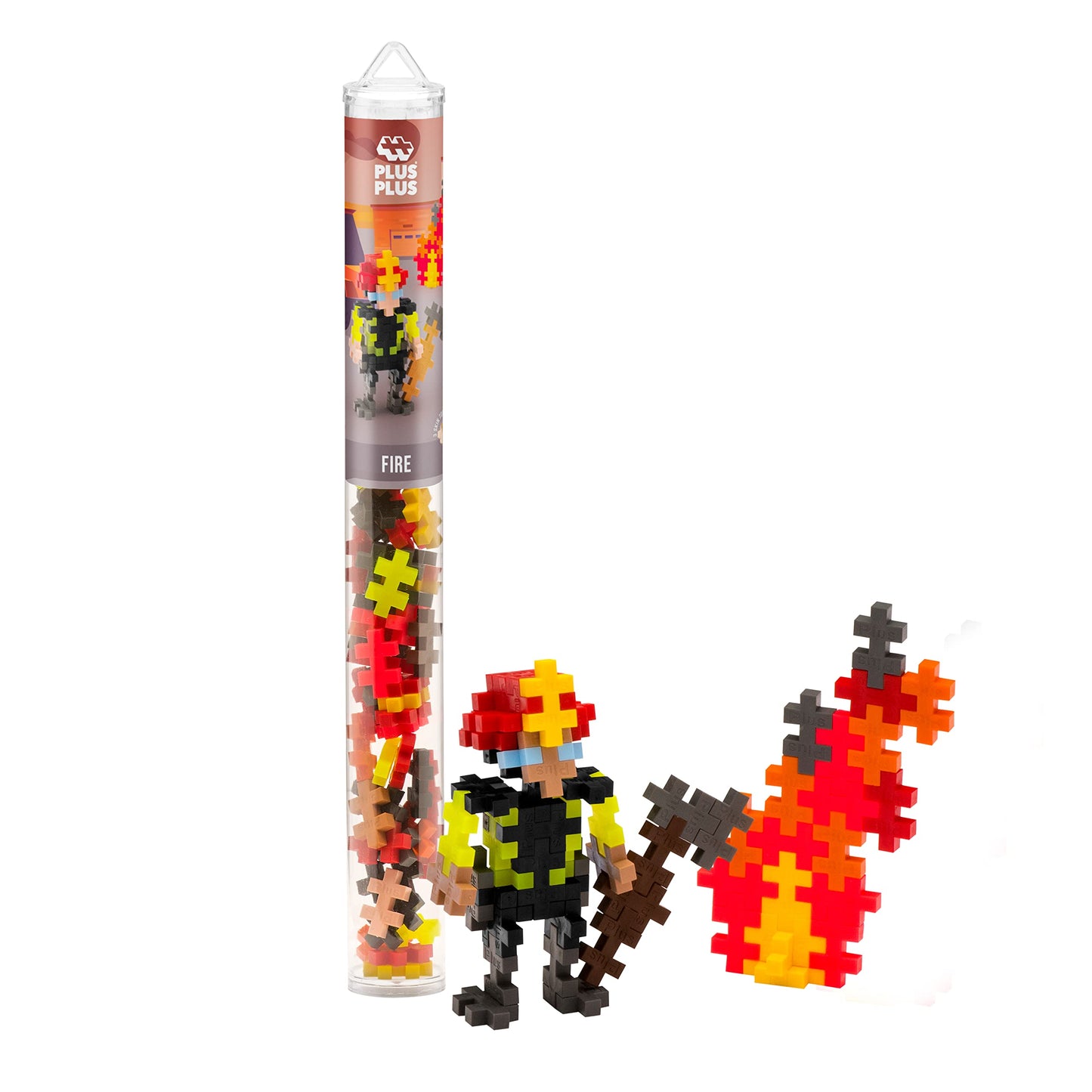 Plus Plus - Firefighter - 70 Piece, Construction Building Stem/Steam Toy, Interlocking Mini Puzzle Blocks For Kids, Mini Maker T