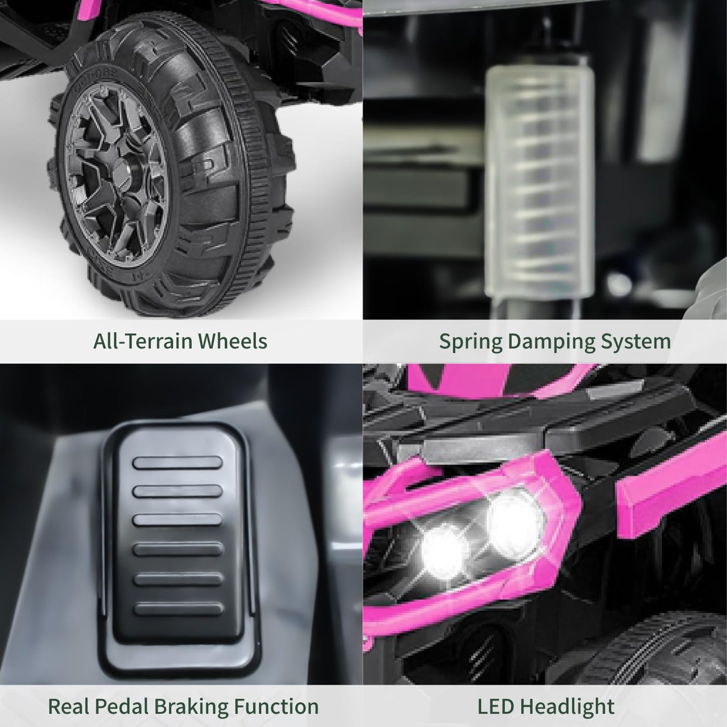 24V Ride-On Toys 4-Wheeler Quad Car Toy For Kids With Bluetooth, Ride On Atv, 6.5Mph Top Speed, Treaded Tires, Led Headlights-Pi