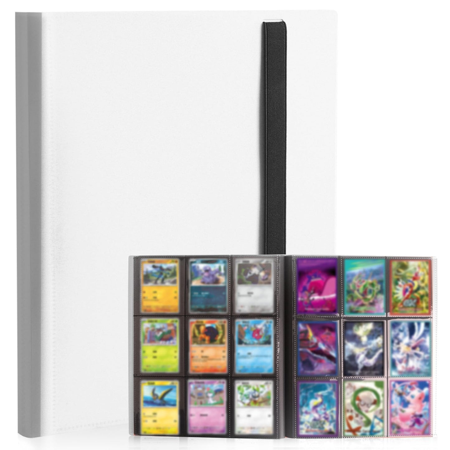 Card Binder 9-Pockets  Trading Card Binder  20 Pages  360 Card Capacity PU Collection Binder  Card Folder for MTG  TCG  Game Cards & Sports Cards(White)