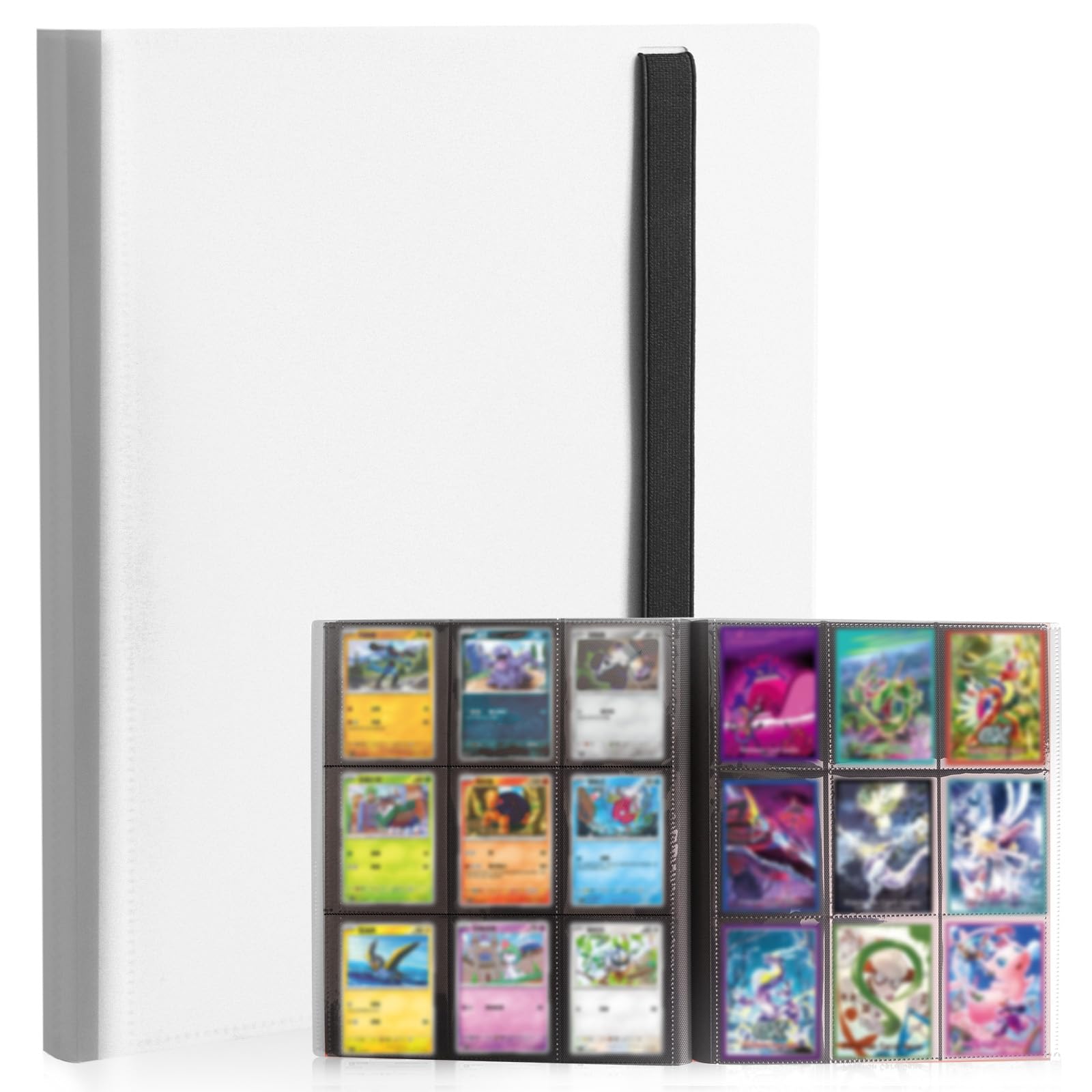 Card Binder 9-Pockets  Trading Card Binder  20 Pages  360 Card Capacity PU Collection Binder  Card Folder for MTG  TCG  Game Cards & Sports Cards(White)
