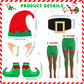 Shinymoon 7 Pcs Christmas Elf Costume Set Velvet Dress Ears Hat Shoes Bell Bracelet Xmas Outfit For Girl Cosplay Party (Small)