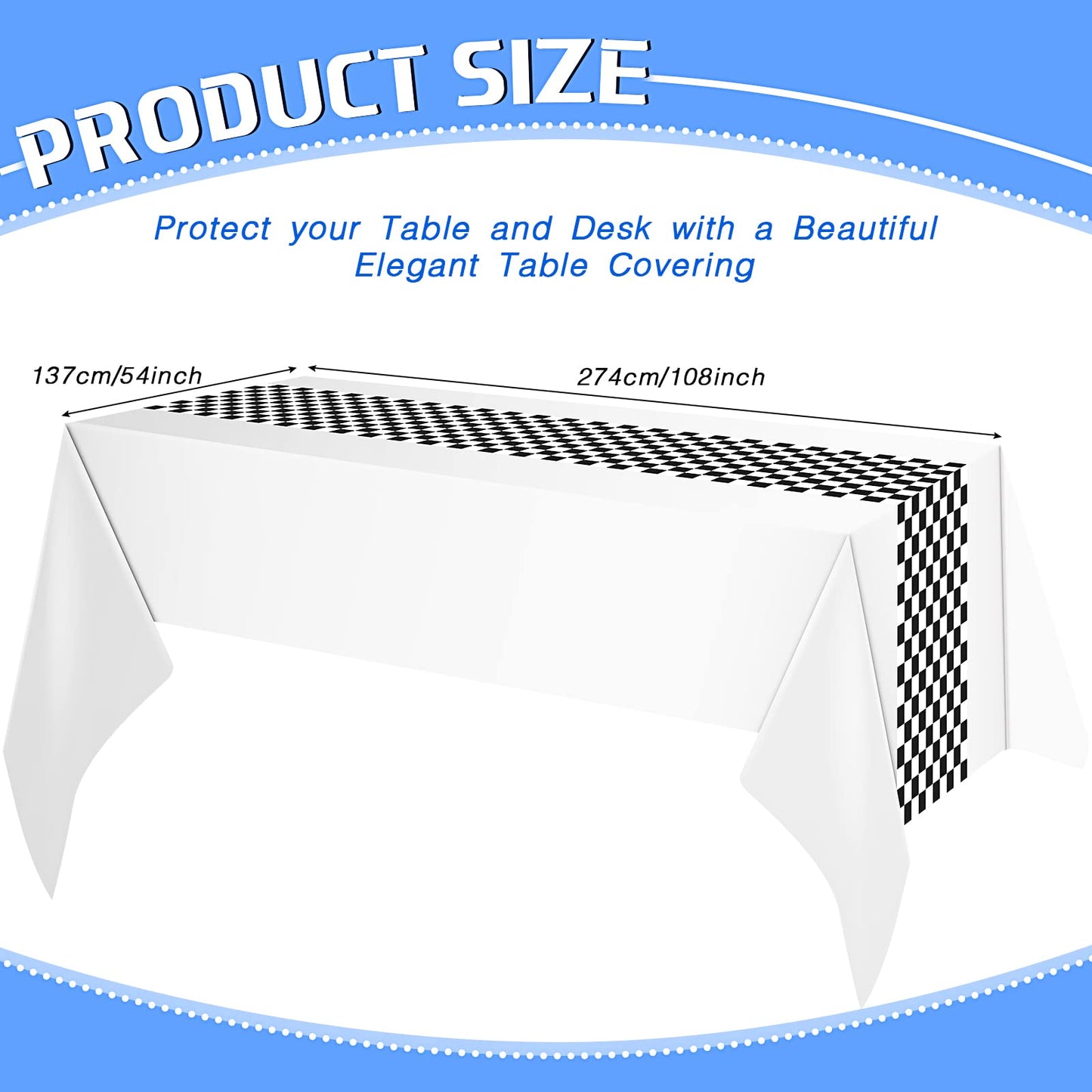 Irenare Car Birthday Party Supplies Racing Party Decorations Road Tablecloth Racetrack Table Runner Table Covers For Kids Boy Car Theme Birthday Party, 54 X 108 Inch (White,6 Sheets)