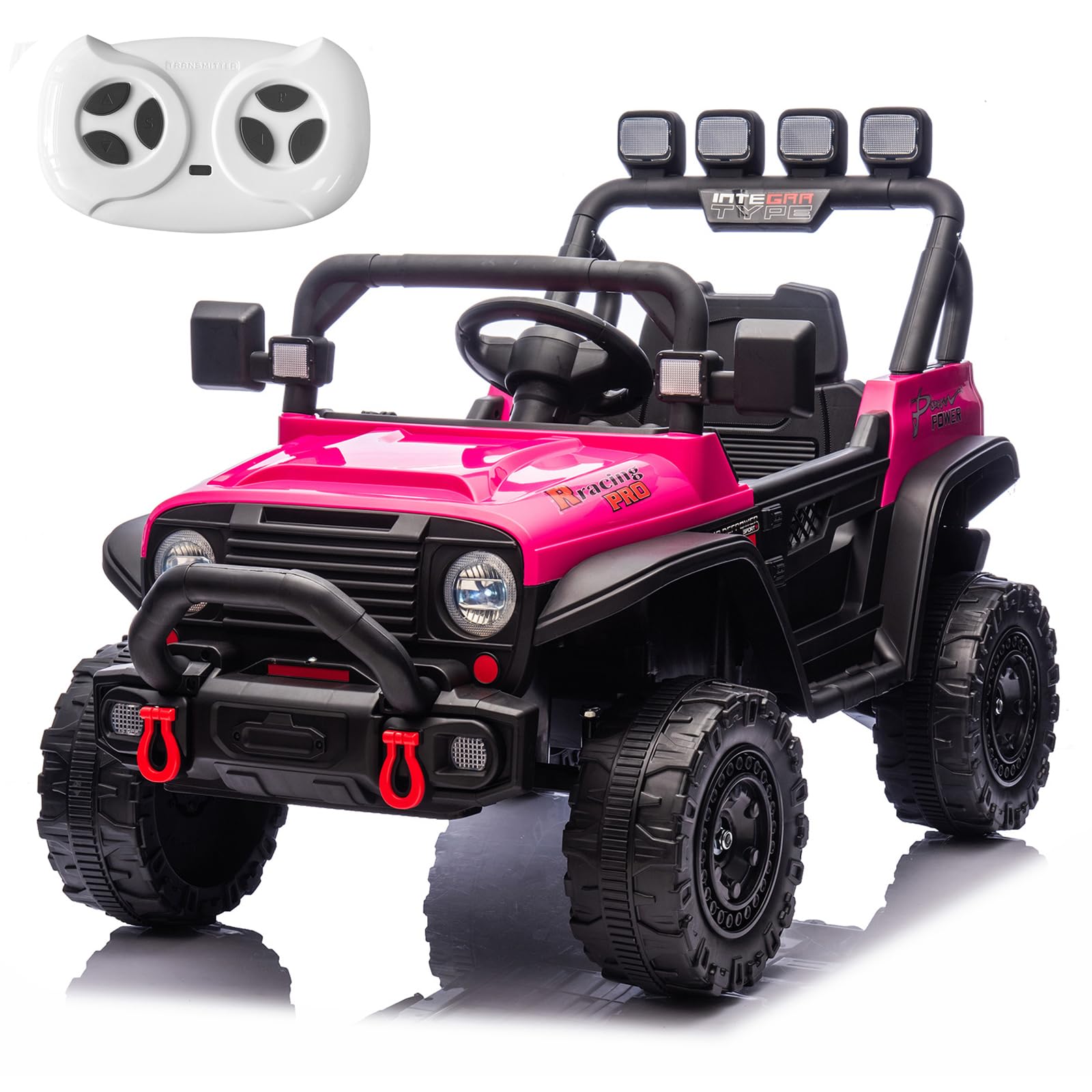 RunFast 24v Ride on Car with Remote Control Electric Ride on Toys Car for Kids 3-8 3.7mph Max Speed Battery Powered Large Seat with Safety Belt Aux Port Gift for Boy & Girl (Pink  24V)