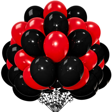 Cyttokl Red And Black Balloons 12 Inch 100 Pack Red Black Latex Helium Balloons For Birthday Wedding Baby Shower Party Decoratio