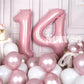 SUWEN 14-Inch Pink Foil Number Balloons 0-9 Jumbo Mylar Birthday Party Decorations for Girls and Women
