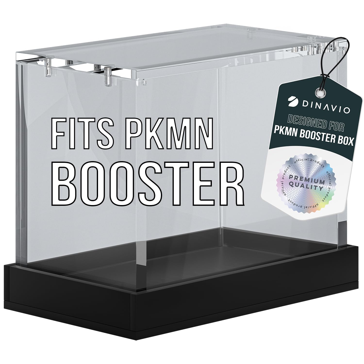 Dinavio Crafthouse PKMN Booster Box Case Acrylic Display - Booster Box Protector Case - 8mm + 5mm Acrylic 5x3mm Magnets - Compatible with PKMN Booster Boxes (Black Base)