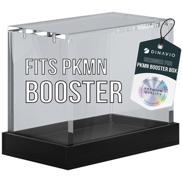 Dinavio Crafthouse PKMN Booster Box Case Acrylic Display - Booster Box Protector Case - 8mm + 5mm Acrylic 5x3mm Magnets - Compatible with PKMN Booster Boxes (Black Base)