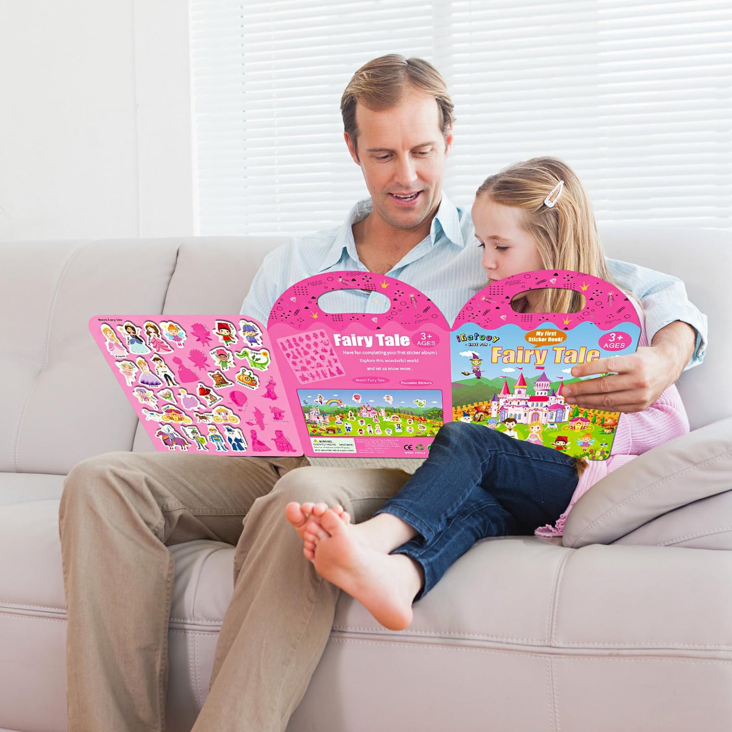 iGetooy Reusable Sticker Books for Toddlers, PVC Fairy Tale Stickers, Travel Toys, Ideal for Ages 1-4, Model KT003-8