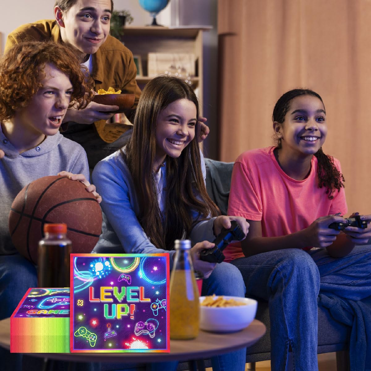 Video Gaming Party Decorations-40Pcs Game On Video Gaming Party Napkins,Disposable Neon Gaming Party Napkin For Kids Boys Girls