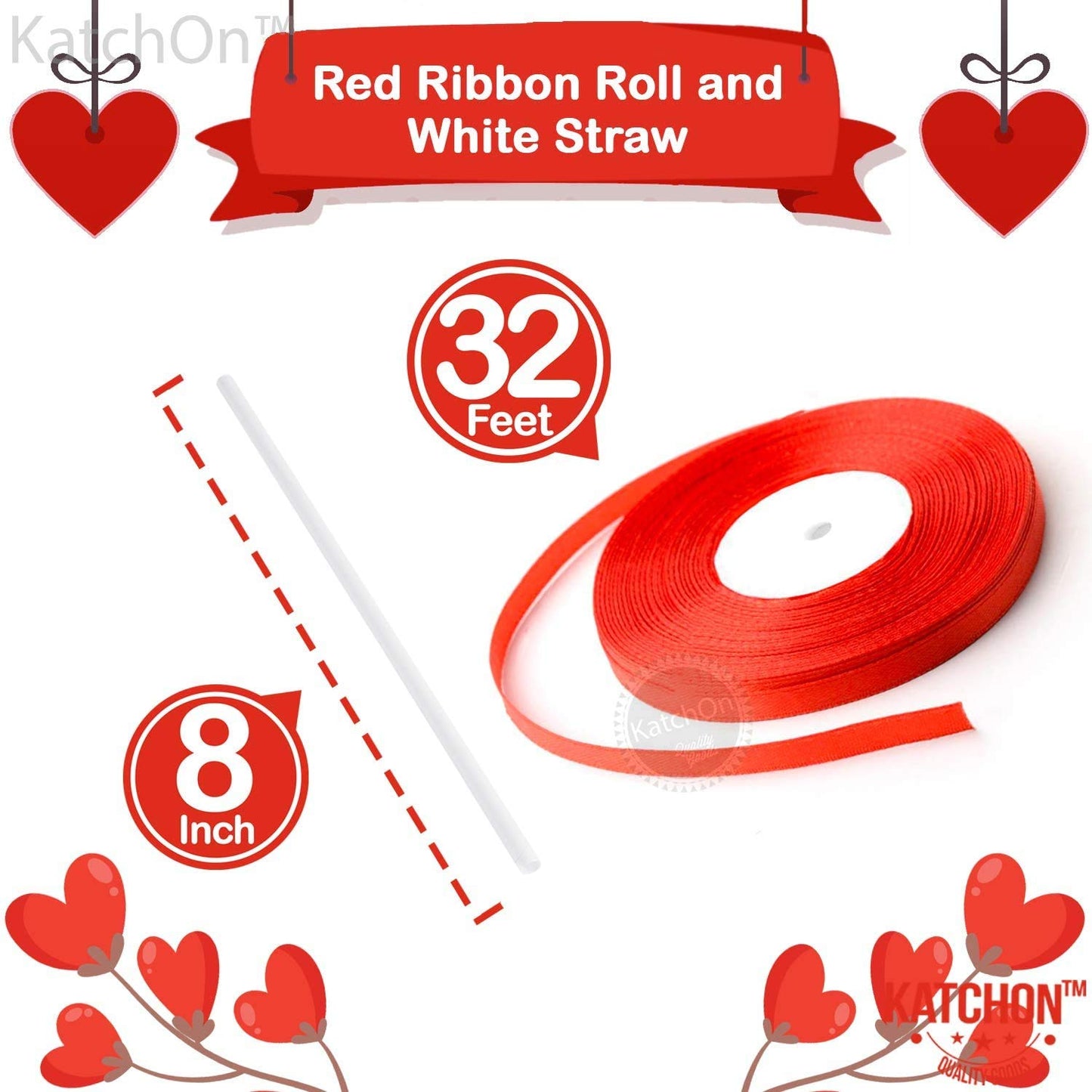 KatchOn, Valentines Day Balloons Red and White - 12 Inch, Pack of 40 | Red and White Balloons, Red White Confetti Balloons for V