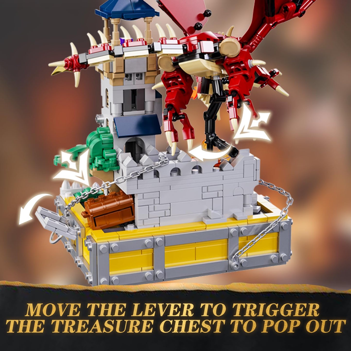 WINNER SPACE Medieval Dragons Castle Building Set, 927 Pcs, Red, Large, Plastic, Model 80031, Ideal Gift for Boys and Kids aged 8-13