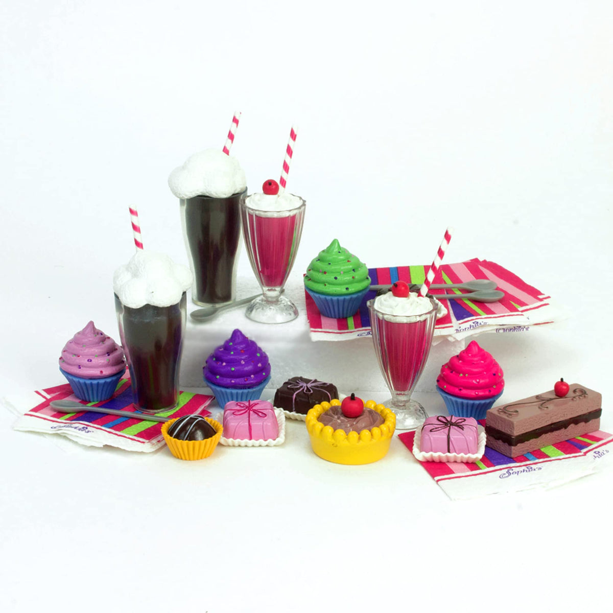 Sophia'S 27 Piece Sweet Treats & Soda Fountain Accessories Set With Pretend Drinks And Realistic Desserts For 18' Dolls, Multicolor