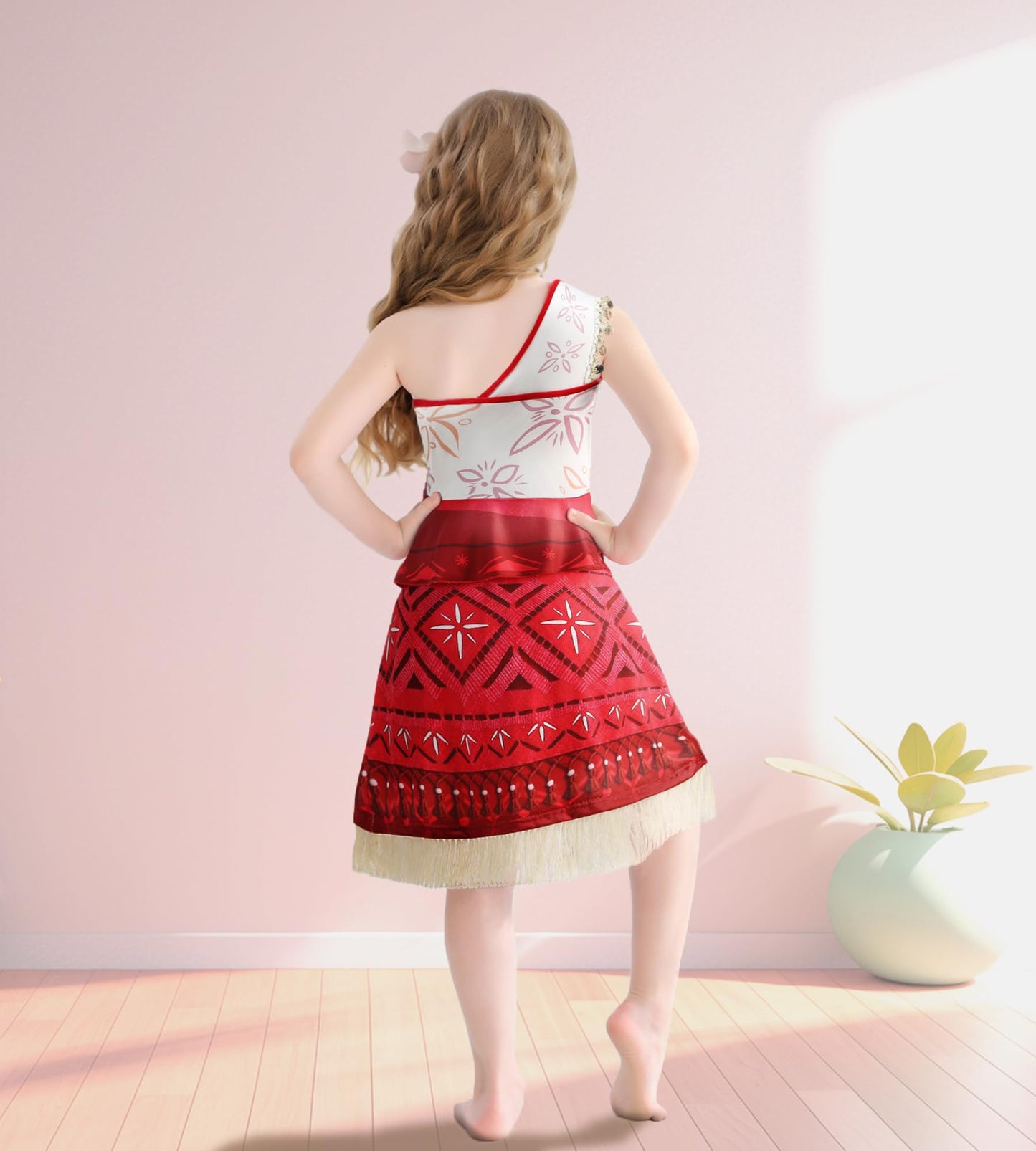 Bvthiynu Princess Dress for Girls Toddler Ocean Adventure Costume Birthday Party Cosplay Fancy Dress up, 3-4 Years Red