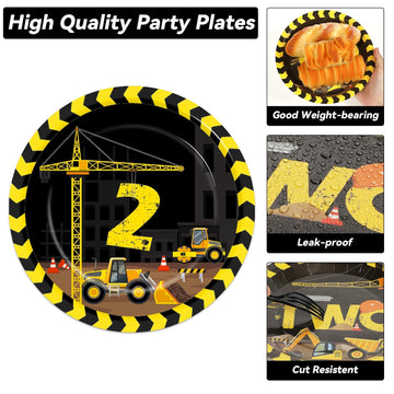 25 Guests Construction Birthday Party Supplies Plates Napkins Forks Set Disposable Construction Truck Two Tableware Paper Plates