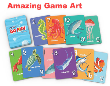 Giant Go Fish Card Game For Kids And Families – Play Go Fish And Old Maid – Large 5X7In Cards – Adorable Animal Art – A Fun Gift Idea For Boy/Girl – A Family Game For Ages 4+
