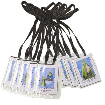 Needzo Laminated Catholic Scapular For Men And Women, Full Color St. Simon Stock And Our Lady Of Mt Carmel Scapulars, 18.5 Inche