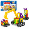 2Buds 48 Pcs Magnetic Building Blocks Construction Vehicle Set | Stem Educational Magnetic Tiles Toy With Excavator For Kids Boy