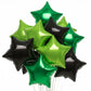 TONIFUL 15Pcs 18 Inch Large Green Black Star Shape Foil Balloons Big Stars Helium Mylar Ballons for Birthday Wedding Baby Shower