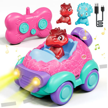 Lehoo Castle Remote Control Car for Toddlers, Toddler Girl Toys 2-3, Dinosaur Toys for Girls Ages 2-4 with Lights & Music, Toys