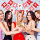 Eaezerav Happy Birthday Banner - Red Paper Bunting Sign for Kids' Parties, Tea Party, Christmas & Thanksgiving Decor