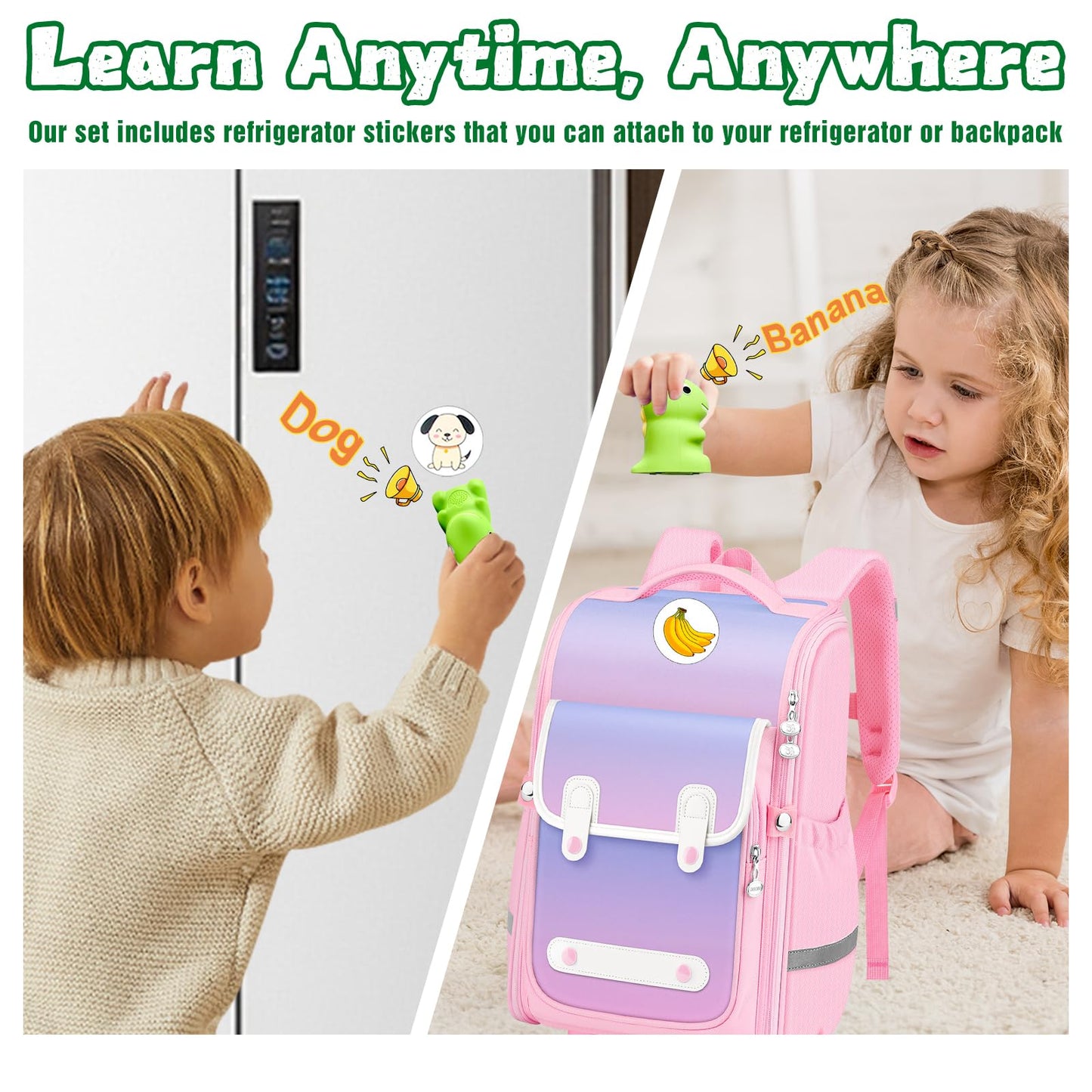 Speech Therapy Sensory Toy, Talking Dinosaur Phonics Reader With 74 Double-Sided Phonics Flash Cards & 6 Theme Stickers, Interac