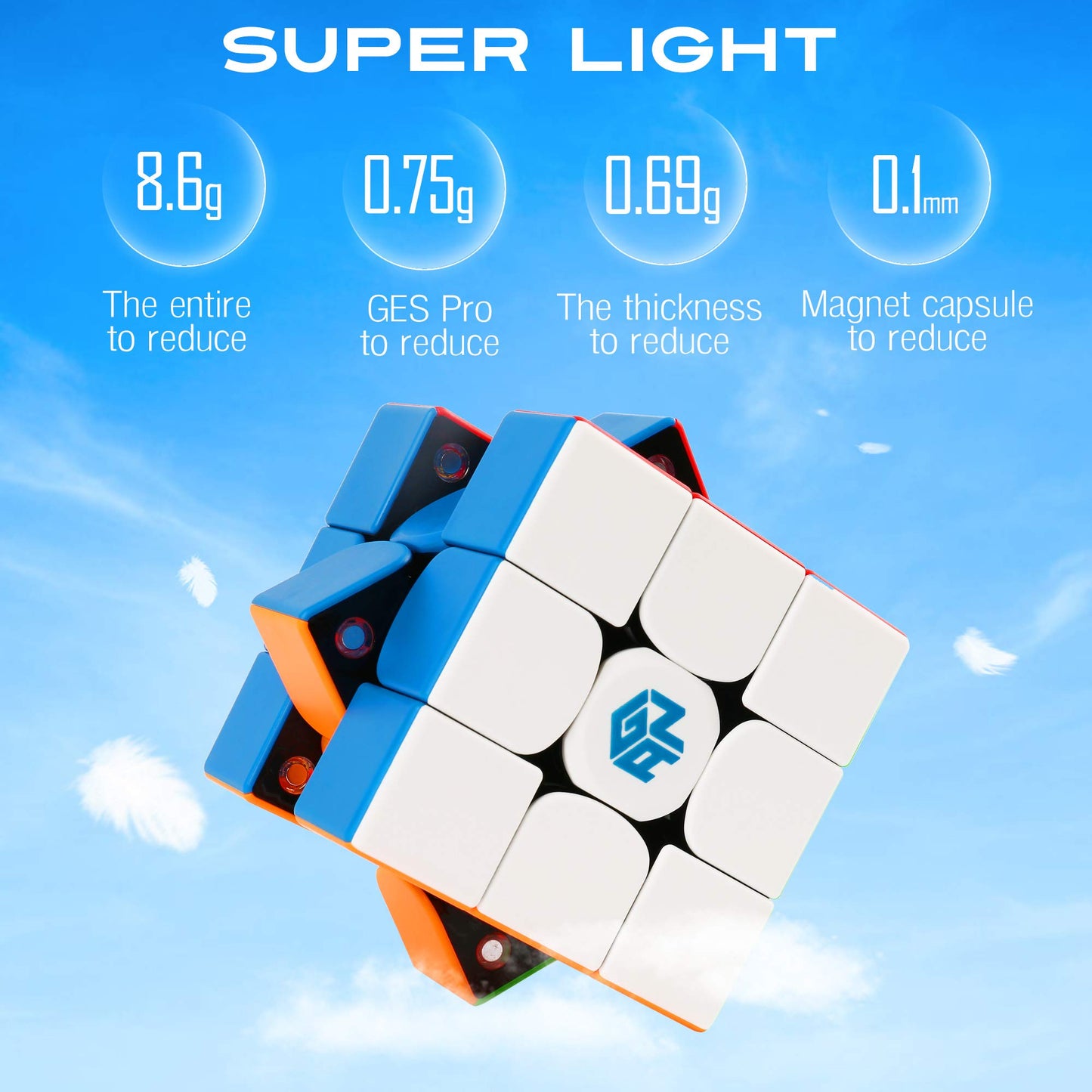 Gan 356 X S, Gan Cube 3X3, Magnetic Magic Cube, Stickerless Speed Cube Puzzle Toy, 67G Light Weight, 72 Configurations