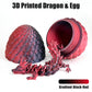 Locyfens 3D Printed Dragon Eggs With Dragon Inside, Articulated 3D Dragon Toys With 3D Dragon Eggs, Crystal Dragon Black Red